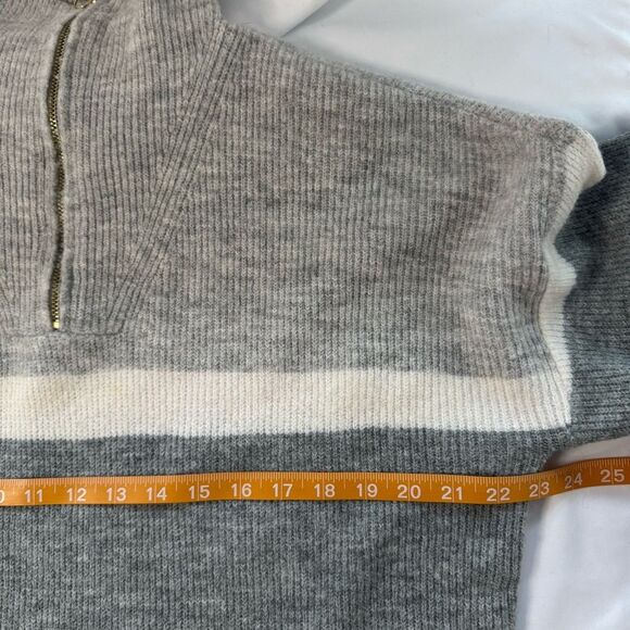 Loft Striped Zip Tunic Sweater Grey Long Sleeve Oversized Colorblock Size XXLP - Picture 4 of 12